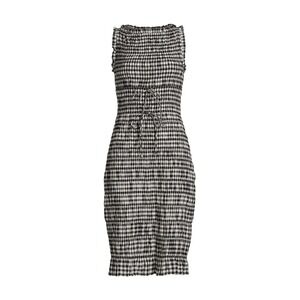 DOEN Rosella Smocked Plaid Knee Length Dress Noir Greta Gingham Medium NWT